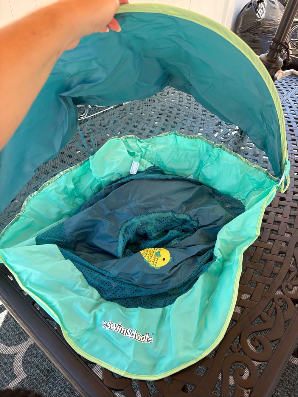 Aqua Green Baby Swim Seat with Sun Canopy